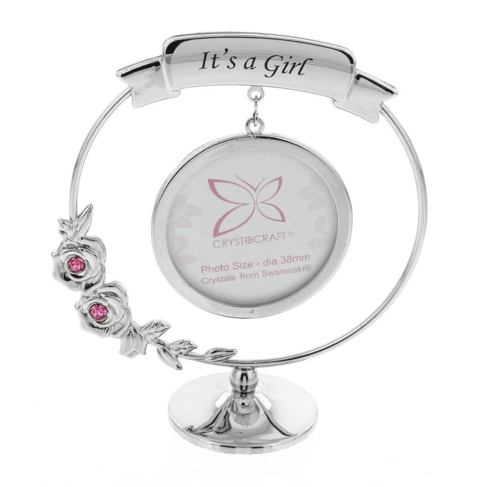 1. Cele mai bune cadouri pentru baby shower - 1.1. Cele mai bune cadouri pentru fete - Ornament rama foto cu cristal Swarovski It's a Girl - krbaby.ro